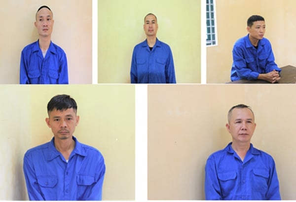 Nhóm đối tượng trong vụ án cá độ bóng đá. Ảnh: Công an tỉnh Nam Định.