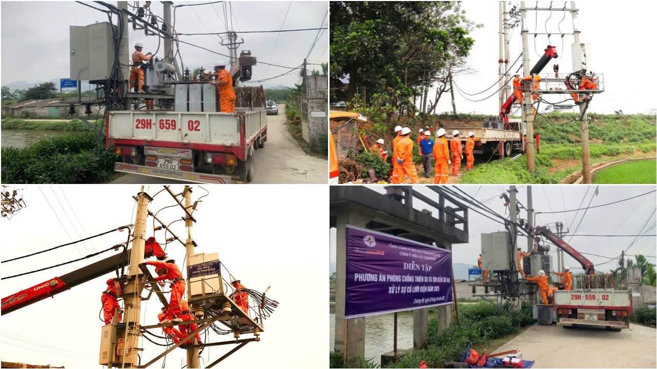 Các đơn vị trực thuộc EVNHANOI chủ động thực hiện diễn tập thực tế tại hiện trường với nhiều tình huống giả định để nâng cao kỹ năng xử lý sự cố do thiên tại gây ra. Các đơn vị trực thuộc EVNHANOI chủ động thực hiện diễn tập thực tế tại hiện trường với nhiều tình huống giả định để nâng cao kỹ năng xử lý sự cố do thiên tại gây ra.