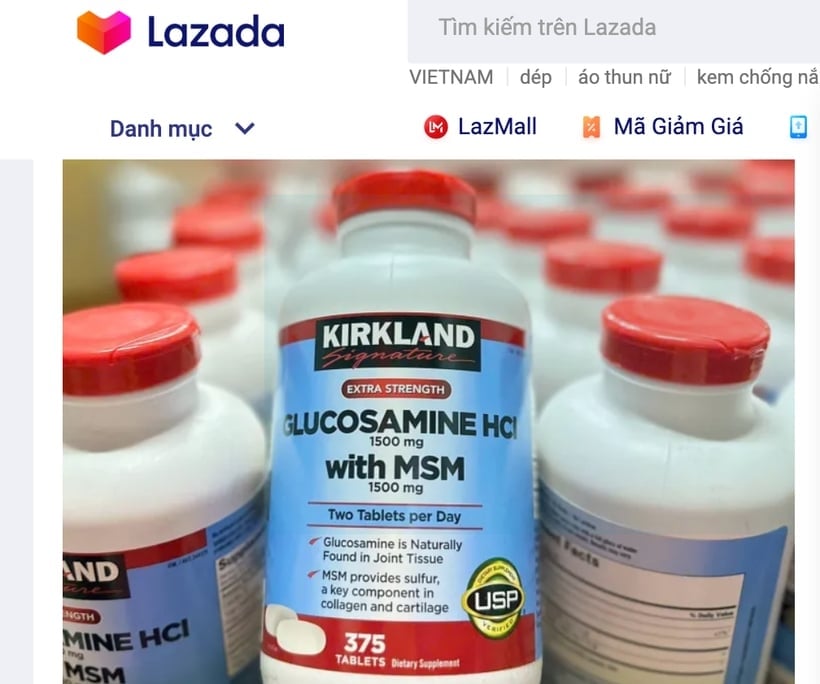 Sản phẩm thực phẩm chức năng vi phạm được bán trên Lazada. Sản phẩm thực phẩm chức năng vi phạm được bán trên Lazada.