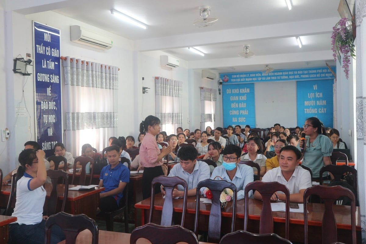 Các buổi tập huấn cho giáo viên được thiết kế tích hợp thực tiễn, giúp họ nắm vững nội dung Đề án và lồng ghép vào bài giảng cùng các hoạt động giáo dục tại trường. Ảnh: IUCN Việt Nam. Các buổi tập huấn cho giáo viên được thiết kế tích hợp thực tiễn, giúp họ nắm vững nội dung Đề án và lồng ghép vào bài giảng cùng các hoạt động giáo dục tại trường. Ảnh: IUCN Việt Nam.