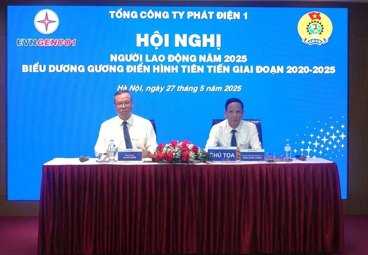 Ông Lê Hải Đăng - Tổng giám đốc EVNGENCO1 và ông Trần Doãn Thành - Chủ tịch Công đoàn EVNGENCO1 chủ trì Hội nghị. Ảnh: EVNGENCO1. Ông Lê Hải Đăng - Tổng giám đốc EVNGENCO1 và ông Trần Doãn Thành - Chủ tịch Công đoàn EVNGENCO1 chủ trì Hội nghị. Ảnh: EVNGENCO1.