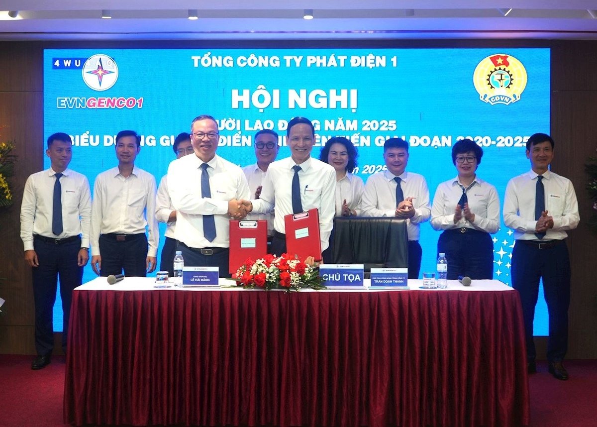 Ký kết thỏa ước lao động tập thể Tổng công ty Phát điện 1 năm 2025. Ảnh: EVNGENCO1. Ký kết thỏa ước lao động tập thể Tổng công ty Phát điện 1 năm 2025. Ảnh: EVNGENCO1.