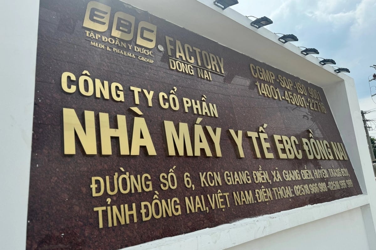 Công ty Cổ phần Nhà máy y tế EBC Đồng Nai, nơi sản xuất mỹ phẩm kém chất lượng (mỹ phẩm giả) cho Nguyễn Quốc Vũ. Ảnh: TL. Công ty Cổ phần Nhà máy y tế EBC Đồng Nai, nơi sản xuất mỹ phẩm kém chất lượng (mỹ phẩm giả) cho Nguyễn Quốc Vũ. Ảnh: TL.