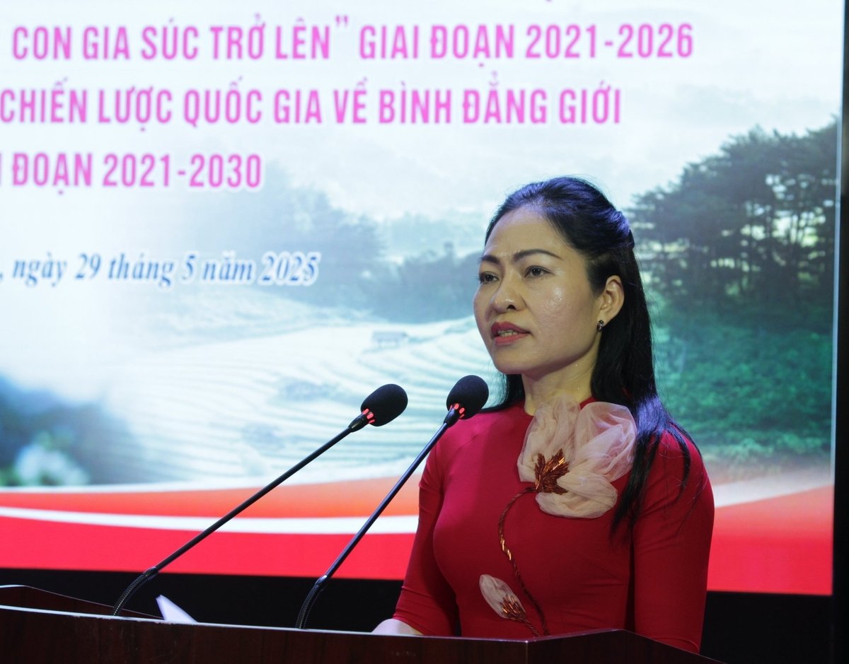 Bà Đỗ Thị Thu Thủy, Chủ tịch Hội LHPN tỉnh Điện Biên, phát biểu tại hội nghị. Ảnh: TH. Bà Đỗ Thị Thu Thủy, Chủ tịch Hội LHPN tỉnh Điện Biên, phát biểu tại hội nghị. Ảnh: TH.