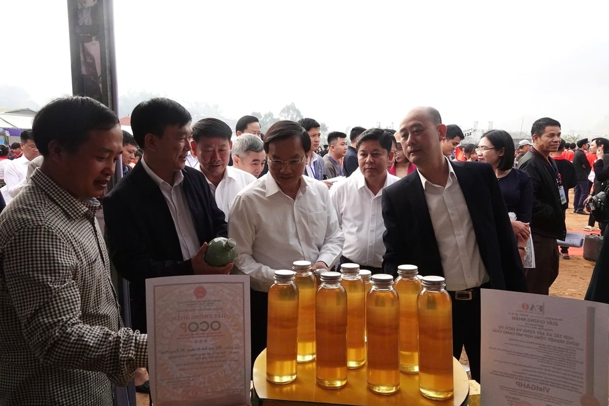 Sản phẩm mật ong Mù Cang Chải được nhiều khách hàng quan tâm. Ảnh: Thanh Tiến.