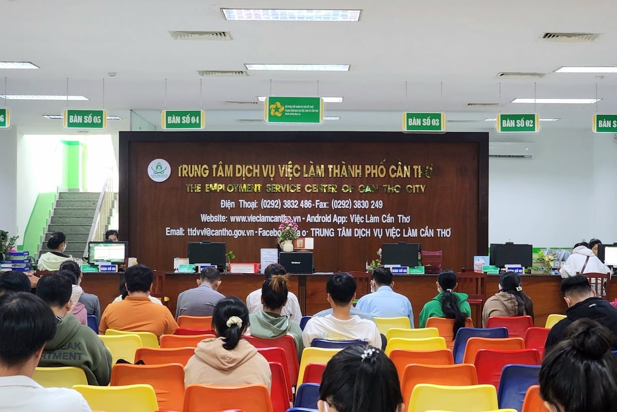 Trung tâm Dịch vụ việc làm TP Cần Thơ vẫn duy trì mô hình 'Một điểm đến' để tư vấn tiếp nhận và trả kết quả hồ sơ hưởng trợ cấp thất nghiệp. Ảnh: Kim Anh.