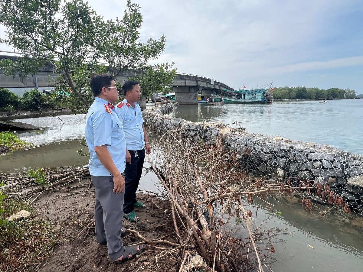Kè chống sạt lở tại đê biển Tây tỉnh Cà Mau. Ảnh: Trọng Linh. Kè chống sạt lở tại đê biển Tây tỉnh Cà Mau. Ảnh: Trọng Linh.