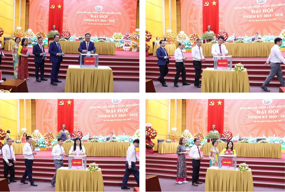 Các đại biểu bỏ phiếu bầu BCH Đảng ủy Cục Quản lý tài nguyên nước nhiệm kỳ 2025-2030. Ảnh: Nguyễn Thủy. Các đại biểu bỏ phiếu bầu BCH Đảng ủy Cục Quản lý tài nguyên nước nhiệm kỳ 2025-2030. Ảnh: Nguyễn Thủy.