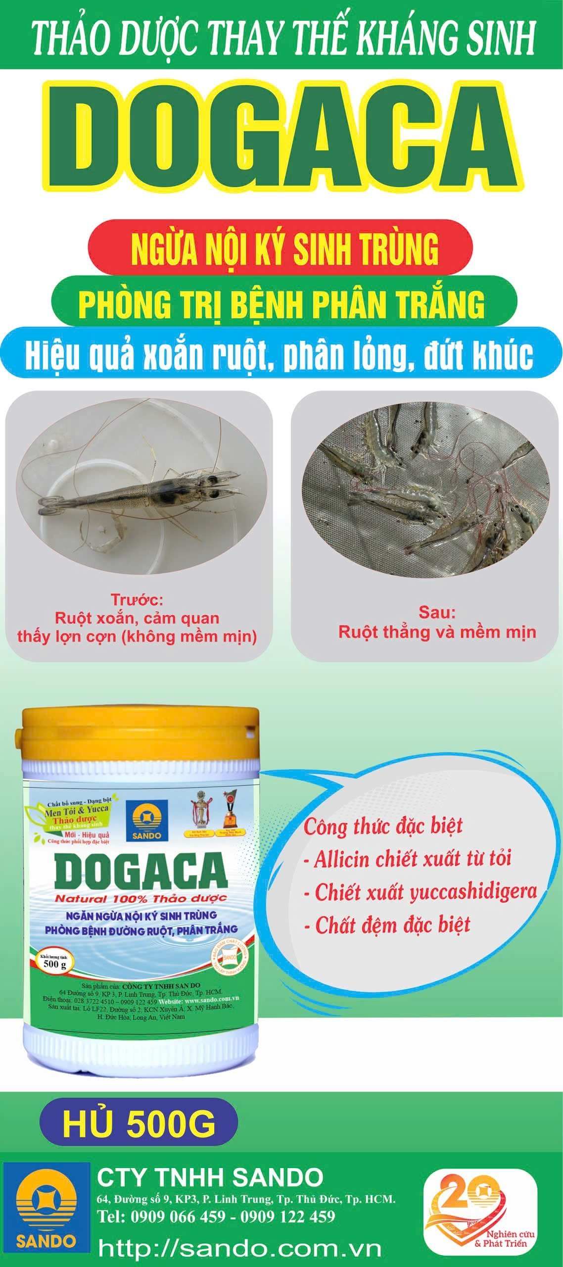 Sản phẩm Dogaca là giải pháp thảo dược bảo vệ đường ruột tôm. Ảnh: Gia Phú. Sản phẩm Dogaca là giải pháp thảo dược bảo vệ đường ruột tôm. Ảnh: Gia Phú.