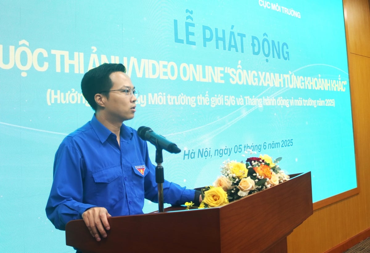 Đồng chí Tạ Hồng Sơn, Ủy viên Ban Chấp hành Đảng bộ Bộ, Ủy viên Ban Chấp hành Trung ương Đoàn, Bí thư Đoàn Bộ NN-MT phát biểu. Ảnh: Hoàng Hiền. Đồng chí Tạ Hồng Sơn, Ủy viên Ban Chấp hành Đảng bộ Bộ, Ủy viên Ban Chấp hành Trung ương Đoàn, Bí thư Đoàn Bộ NN-MT phát biểu. Ảnh: Hoàng Hiền.