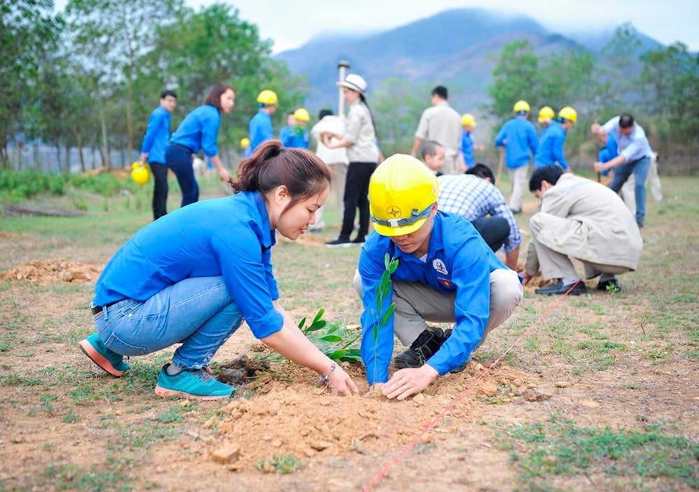 Đoàn viên thanh niên tham gia trồng cây bảo vệ môi trường. Ảnh: MH. Đoàn viên thanh niên tham gia trồng cây bảo vệ môi trường. Ảnh: MH.