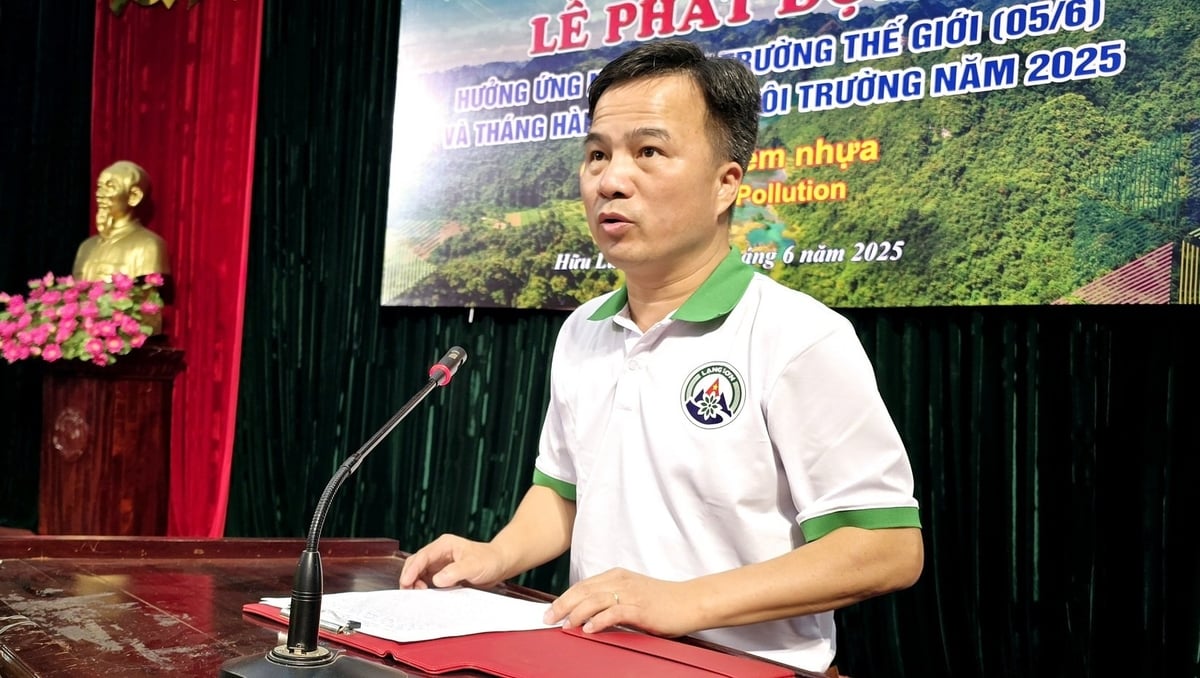 Phó Giám đốc Sở NN-MT Lạng Sơn Nguyễn Hữu Trực phát biểu tại buổi lễ. Ảnh: Hoàng Nghĩa. Phó Giám đốc Sở NN-MT Lạng Sơn Nguyễn Hữu Trực phát biểu tại buổi lễ. Ảnh: Hoàng Nghĩa.