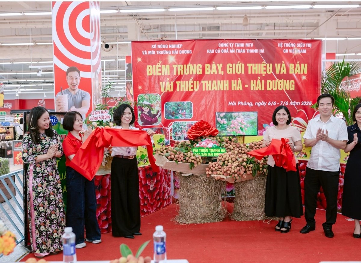 Ông Bùi Thanh Tùng - Phó Giám đốc Sở Nông nghiệp và Môi trường Hải Phòng dự và cắt băng khai trương. Ảnh: Đinh Mười.