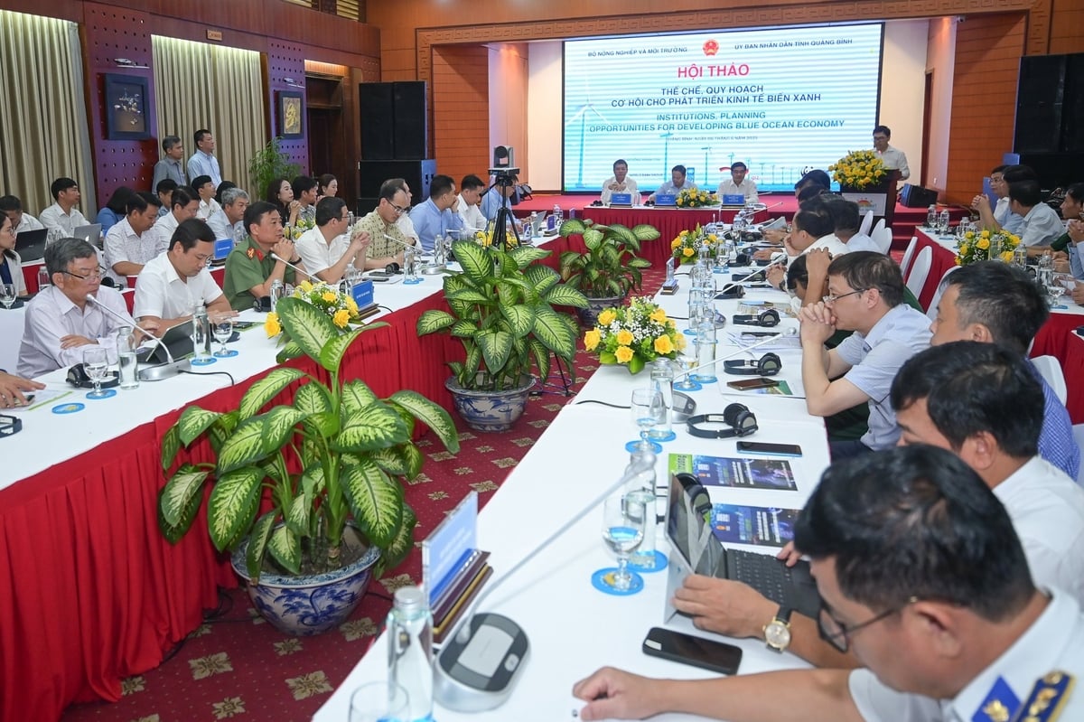 Hội thảo 'Thể chế, quy hoạch - Cơ hội cho phát triển kinh tế biển xanh' do Thứ trưởng Bộ Nông nghiệp và Môi trường Lê Minh Ngân chủ trì. Ảnh: Tùng Đinh. Hội thảo 'Thể chế, quy hoạch - Cơ hội cho phát triển kinh tế biển xanh' do Thứ trưởng Bộ Nông nghiệp và Môi trường Lê Minh Ngân chủ trì. Ảnh: Tùng Đinh.
