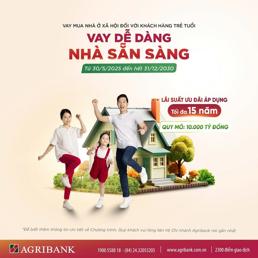 Agribank đã nhanh chóng nắm bắt tình hình và triển khai chương trình tín dụng ưu đãi đặc biệt dành cho đối tượng dưới 35 tuổi mua nhà ở xã hội. Ảnh: Agribank.