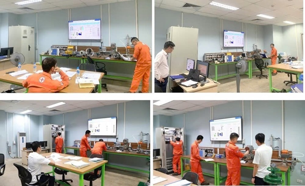 Phòng thí nghiệm đang được sử dụng để thực hiện kiểm tra, hỏi thi thực hành sát hạch nghề cho chức danh Vận hành và Sửa chữa C&I. Ảnh: Cao Kỳ.