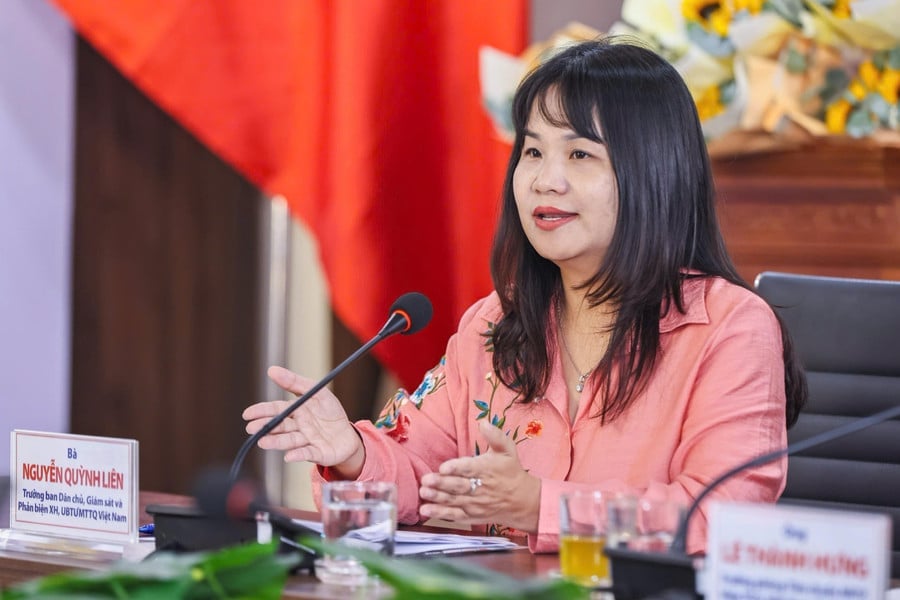 Bà Nguyễn Quỳnh Liên, Trưởng ban Dân chủ, Giám sát và Phản biện xã hội, Ủy ban Trung ương Mặt trận Tổ quốc Việt Nam. Ảnh: Quang Vinh. Bà Nguyễn Quỳnh Liên, Trưởng ban Dân chủ, Giám sát và Phản biện xã hội, Ủy ban Trung ương Mặt trận Tổ quốc Việt Nam. Ảnh: Quang Vinh.