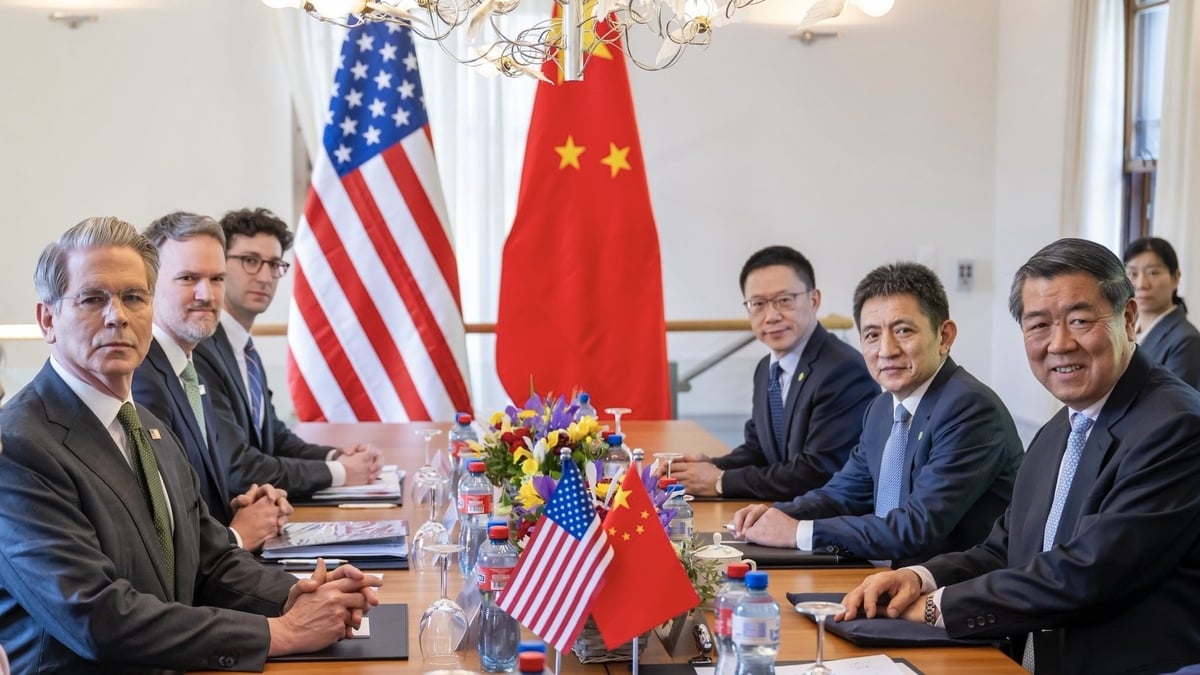 Đoàn đàm phán Mỹ và Trung Quốc nhóm họp tại Geneva để đàm phán về thuế quan. Ảnh: Đại diện Thương mại Mỹ.