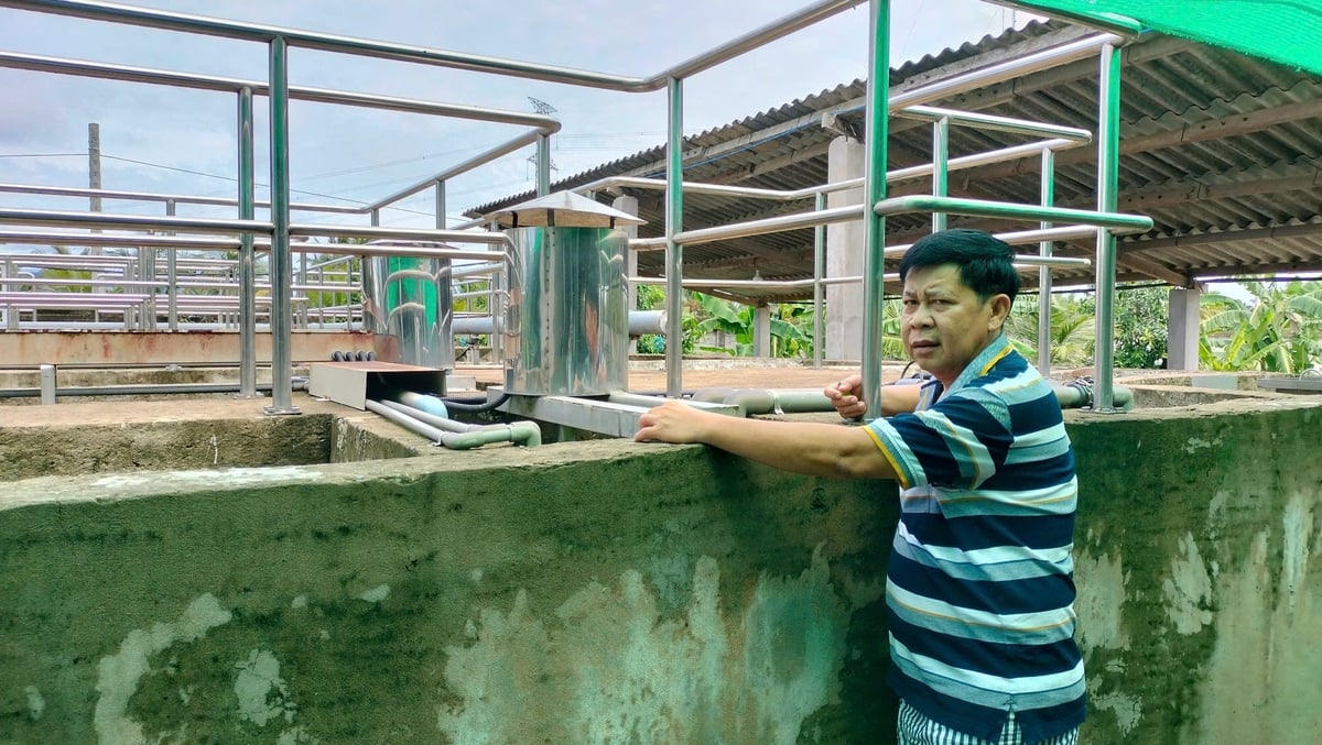 Ông Nguyễn Thanh Phong kiểm tra hệ thống xử lý nước thải. Ảnh: Minh Đảm. Ông Nguyễn Thanh Phong kiểm tra hệ thống xử lý nước thải. Ảnh: Minh Đảm.