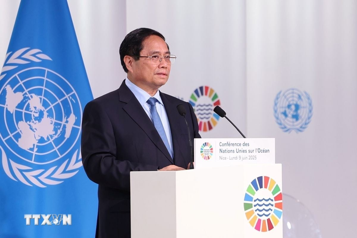 Thủ tướng Phạm Minh Chính phát biểu tại Phiên toàn thể Hội nghị Đại dương Liên hợp quốc lần thứ 3. Ảnh: Dương Giang/TTXVN. Thủ tướng Phạm Minh Chính phát biểu tại Phiên toàn thể Hội nghị Đại dương Liên hợp quốc lần thứ 3. Ảnh: Dương Giang/TTXVN.