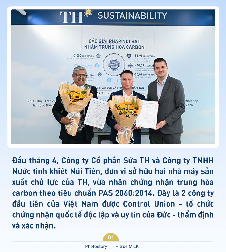 Công ty CP Sữa TH vận hành nhà máy sản xuất sữa tươi sạch TH true MILK tại Nghĩa Đàn (Nghệ An), công suất thiết kế 500 triệu lít sữa/năm. Nhà máy hiện có 30 dây chuyền sản xuất tự động hóa. Các sản phẩm sữa tươi của Tập đoàn TH dẫn đầu thị trường thành thị Việt Nam về phân khúc sữa tươi với tổng 51,9% thị phần. Công ty TNHH Nước tinh khiết Núi Tiên, với nhà máy cũng đặt tại Nghĩa Đàn, là nơi sản xuất các sản phẩm nước tinh khiết và đồ uống tự nhiên của TH, gồm nước trái cây, nước uống sữa trái cây, trà tự nhiên, nước gạo rang,... bằng hệ thống dây chuyền công nghệ hiện đại hàng đầu thế giới.