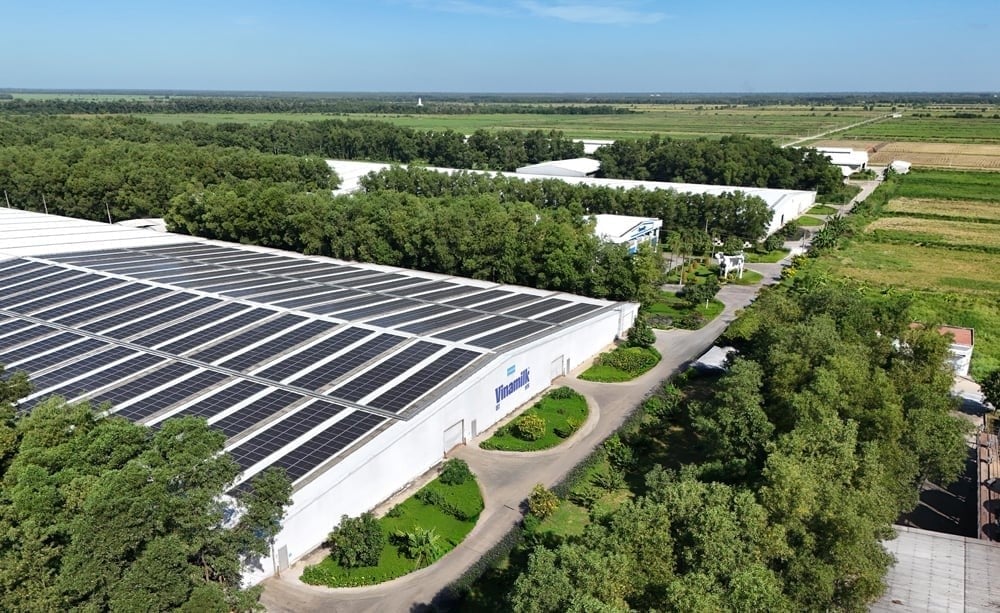 Solar energy now covers Vinamilk's factories and farms, alongside other green energy sources such as biomass, CNG, and biogas, with usage rates continuing to rise. Photo: Vinamilk.