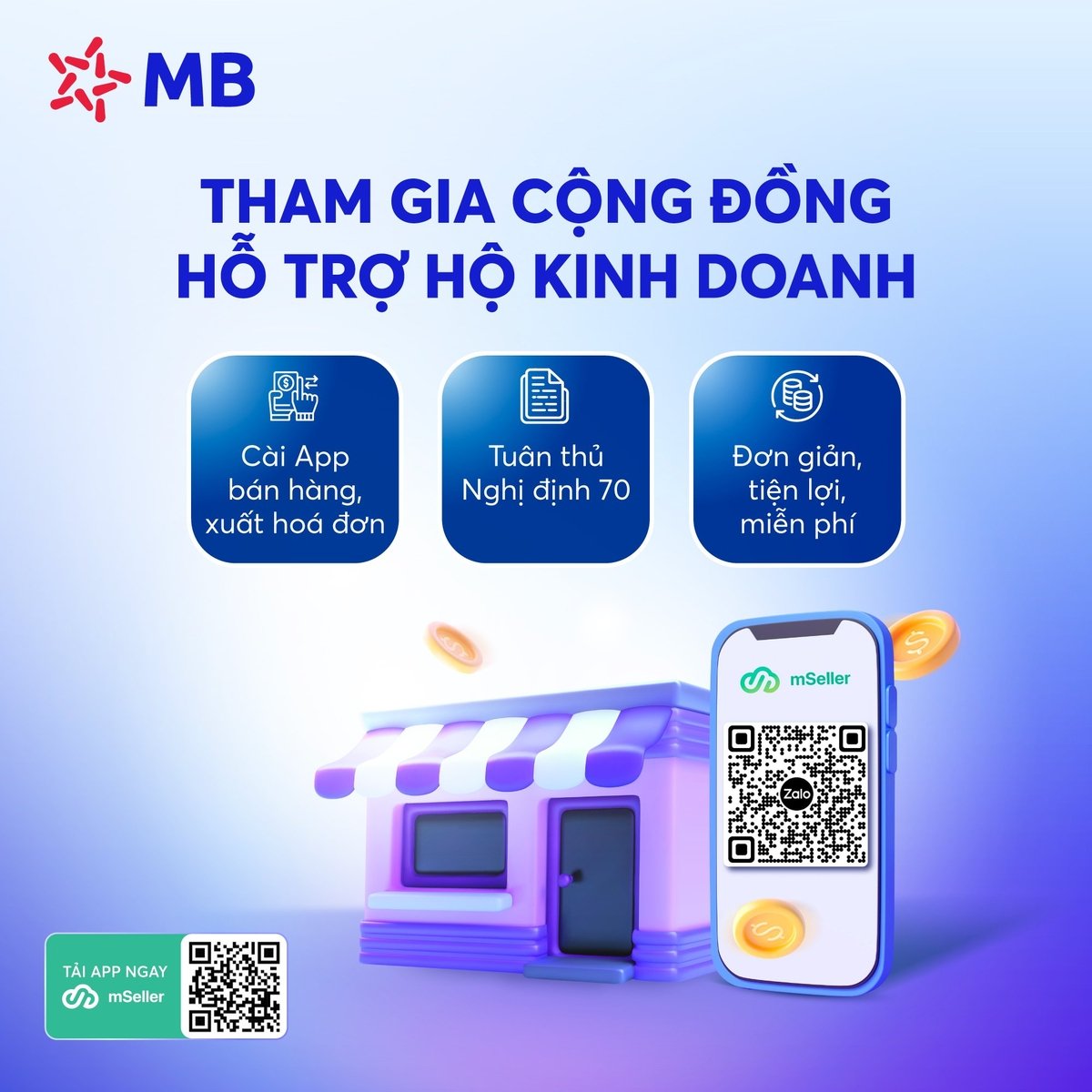 mSeller tích hợp các tính năng nổi bật như quản lý đơn hàng, xuất hóa đơn điện tử. Ảnh: MB. mSeller tích hợp các tính năng nổi bật như quản lý đơn hàng, xuất hóa đơn điện tử. Ảnh: MB.