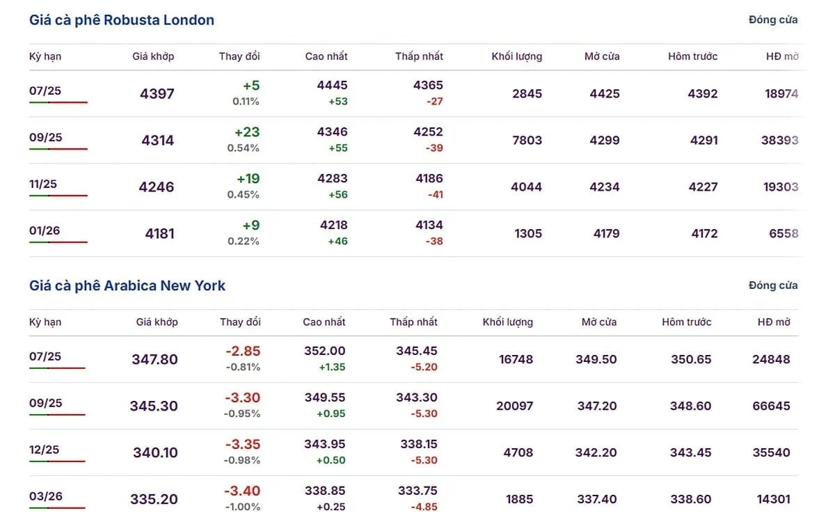 Latest global Arabica and Robusta prices on June 13, 2025: