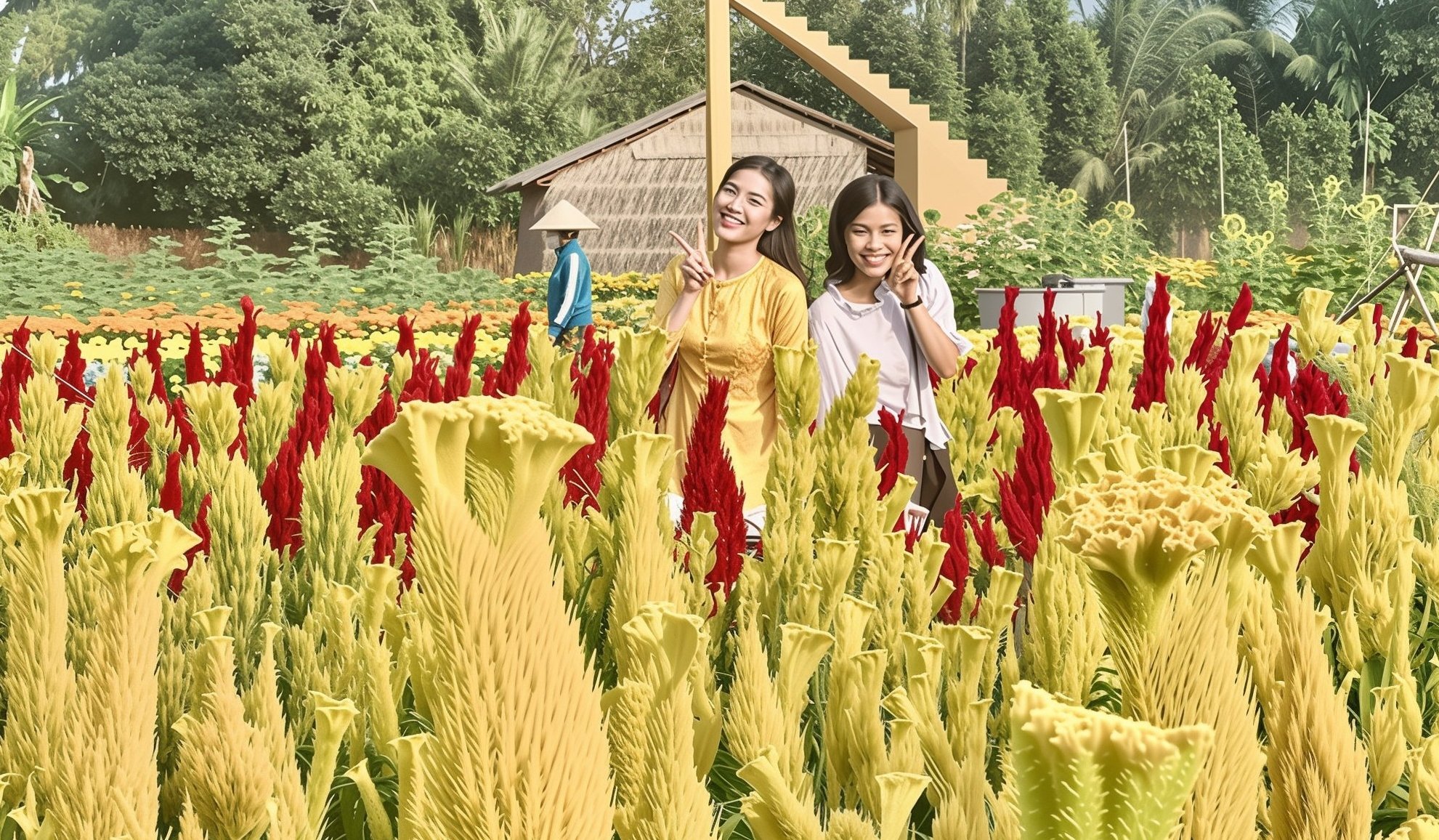 Tại khu du lịch, ngoài việc tham quan vườn cây ăn trái, du khách còn có thể thoải mái chụp hình cùng các tiểu cảnh được trang trí bắt mắt. Ảnh: Hồ Thảo. Tại khu du lịch, ngoài việc tham quan vườn cây ăn trái, du khách còn có thể thoải mái chụp hình cùng các tiểu cảnh được trang trí bắt mắt. Ảnh: Hồ Thảo.