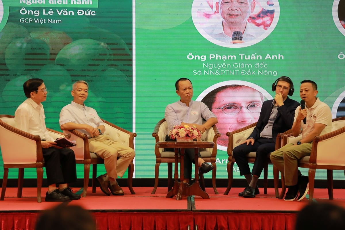 Các đại biểu cùng thảo luận về những giải pháp để thúc đẩy sản xuất bền vững trong ngành cà phê. Ảnh: Hà Duyên. Các đại biểu cùng thảo luận về những giải pháp để thúc đẩy sản xuất bền vững trong ngành cà phê. Ảnh: Hà Duyên.