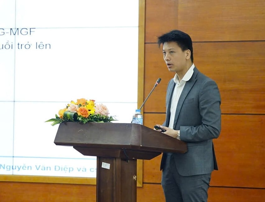 Tổng Giám đốc Công ty cổ phần AVAC Việt Nam Nguyễn Văn Điệp chia sẻ về thành quả triển khai vaccine DTLCP. Ảnh: Linh Linh. Tổng Giám đốc Công ty cổ phần AVAC Việt Nam Nguyễn Văn Điệp chia sẻ về thành quả triển khai vaccine DTLCP. Ảnh: Linh Linh.
