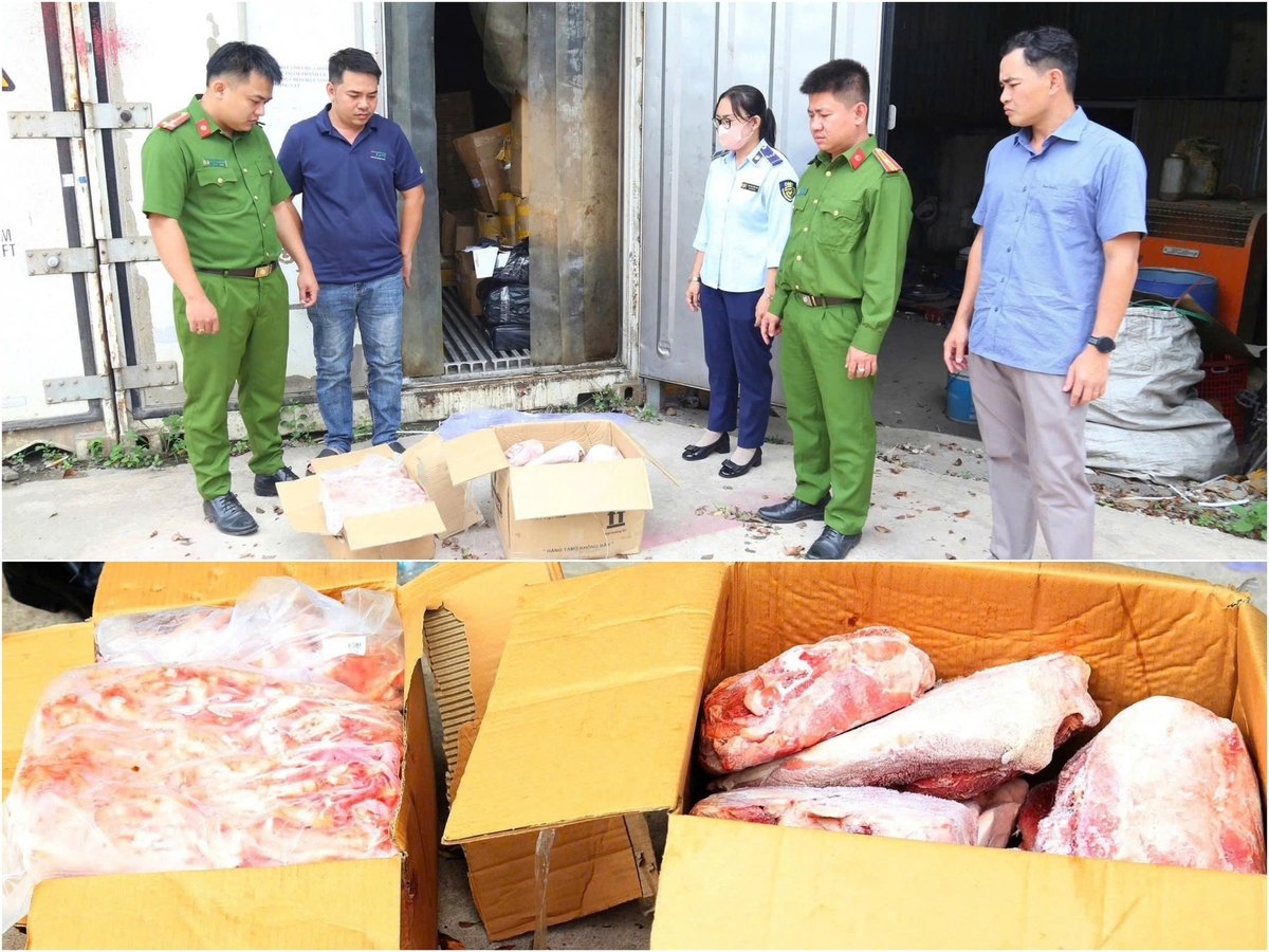 Cơ quan chức năng tỉnh Bình Dương kiểm tra kho đông lạnh tại phường Lái Thiêu, nơi phát hiện hơn 11 tấn thực phẩm hết hạn sử dụng đang chờ phân phối. Ảnh: Cục Quản lý thị trường tỉnh Bình Dương. Cơ quan chức năng tỉnh Bình Dương kiểm tra kho đông lạnh tại phường Lái Thiêu, nơi phát hiện hơn 11 tấn thực phẩm hết hạn sử dụng đang chờ phân phối. Ảnh: Cục Quản lý thị trường tỉnh Bình Dương.