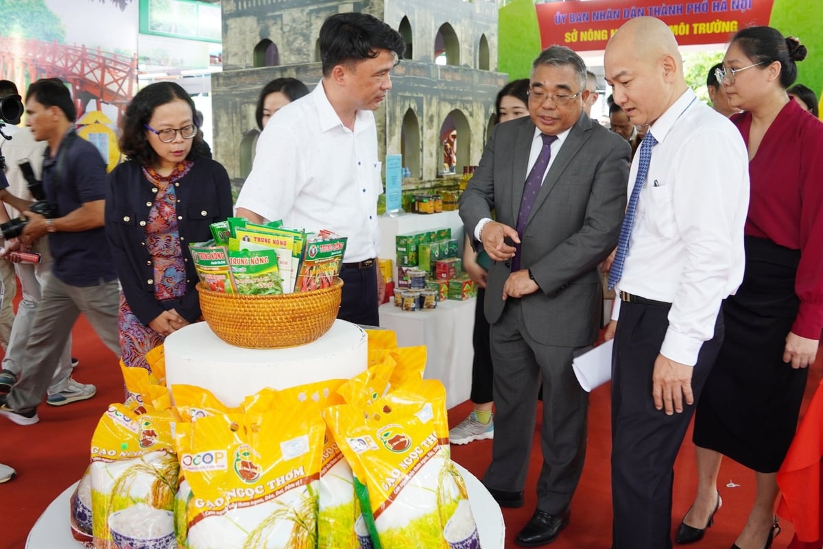 Các đại biểu tham quan gian trưng bày của Sở Nông nghiệp và Môi trường Hà Nội. Ảnh: Nguyễn Thủy. Các đại biểu tham quan gian trưng bày của Sở Nông nghiệp và Môi trường Hà Nội. Ảnh: Nguyễn Thủy.