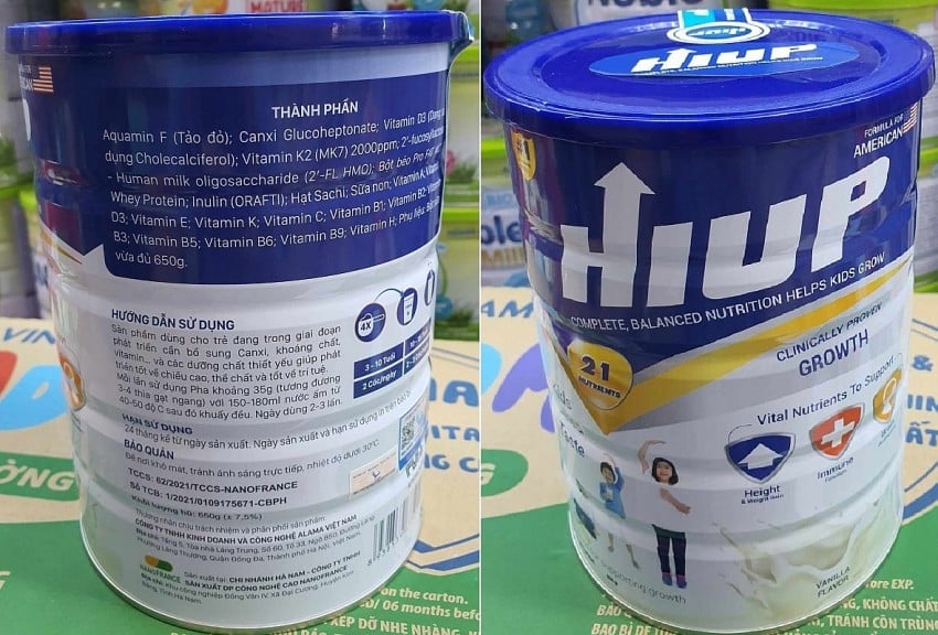 Sản phẩm dinh dưỡng Hiup giả do Công ty Cổ phần Z Holding sản xuất: Ảnh: Bộ Công an. Sản phẩm dinh dưỡng Hiup giả do Công ty Cổ phần Z Holding sản xuất: Ảnh: Bộ Công an.