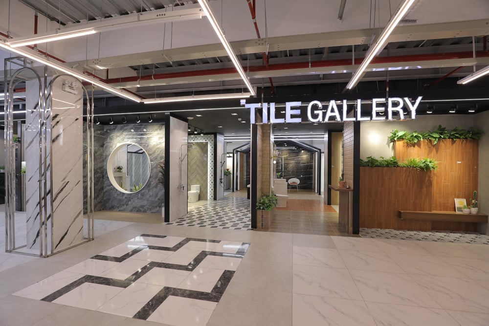 Khu vực Tile Gallery trưng bày các mẫu gạch khổ lớn và công nghệ gạch tiên tiến nhất hiện nay. Ảnh: SCG. Khu vực Tile Gallery trưng bày các mẫu gạch khổ lớn và công nghệ gạch tiên tiến nhất hiện nay. Ảnh: SCG.