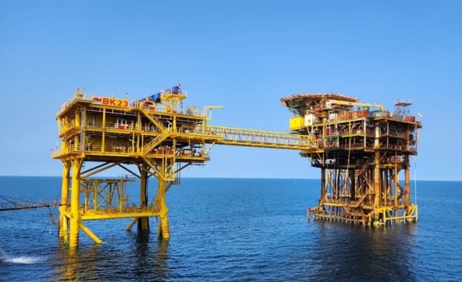 Giàn BK 23 của Vietsovpetro. Ảnh: PV. Giàn BK 23 của Vietsovpetro. Ảnh: PV.