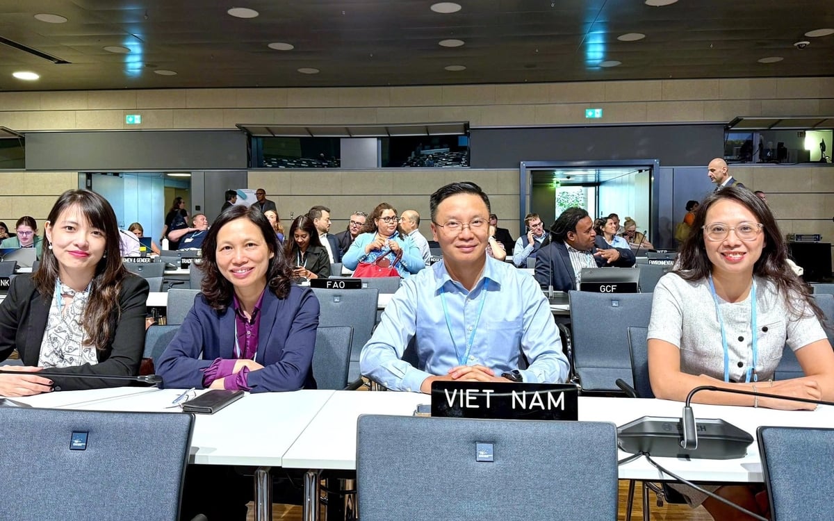 Đoàn đàm phán Việt Nam do ông Lê Ngọc Tuấn, Phó Cục trưởng Cục Biến đổi khí hậu (Bộ Nông nghiệp và Môi trường) làm Trưởng đoàn, cùng đại diện các Bộ Nông nghiệp và Môi trường, Ngoại giao, Tài chính. Ảnh: Chu Hương.