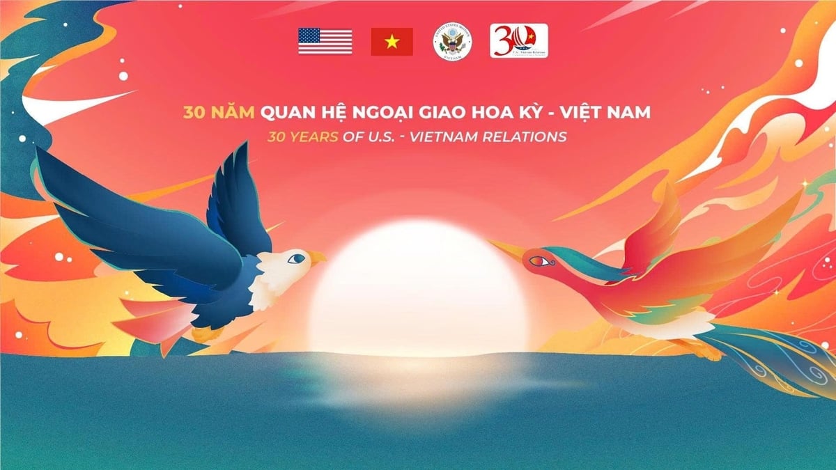 Các biểu tượng kỷ niệm 30 năm quan hệ ngoại giao Việt Nam - Hoa Kỳ. Ảnh: ĐSQ Hoa Kỳ. Các biểu tượng kỷ niệm 30 năm quan hệ ngoại giao Việt Nam - Hoa Kỳ. Ảnh: ĐSQ Hoa Kỳ.