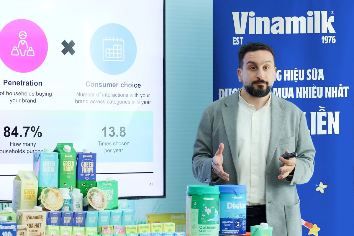 Ông Peter Christou - Tổng giám đốc Kantar Vietnam, Worldpanel Division - chia sẻ về kết quả của báo cáo Dấu chân thương hiệu. Ảnh: Nguyên Phương. Ông Peter Christou - Tổng giám đốc Kantar Vietnam, Worldpanel Division - chia sẻ về kết quả của báo cáo Dấu chân thương hiệu. Ảnh: Nguyên Phương.