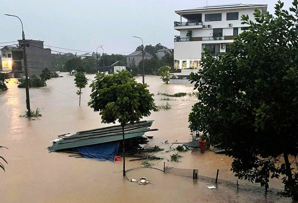 Một khu vực bị ngập nặng tại thành phố Thái Nguyên. Ảnh: Báo Thái Nguyên.