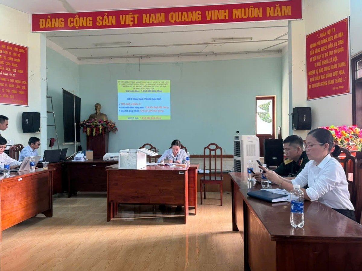 Phiên đấu giá mỏ cát, sỏi làm vật liệu thông thường diễn ra ngày 19/6. Ảnh: H.H Phiên đấu giá mỏ cát, sỏi làm vật liệu thông thường diễn ra ngày 19/6. Ảnh: H.H