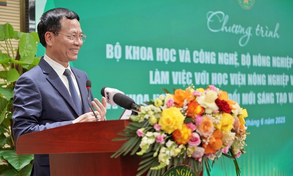 Bộ trưởng Nguyễn Mạnh Hùng: 'Đại học nghiên cứu không thể dựa vào học phí'. Ảnh: Bảo Thắng.