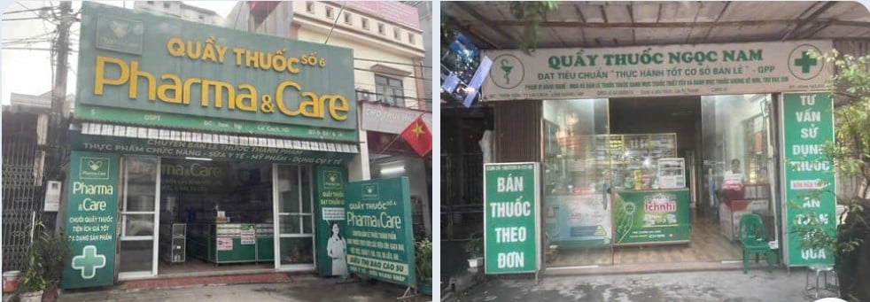 Hai quầy thuốc bị Sở Y tế đình chỉ hoạt động, nhưng vẫn mở cửa bình thường tại thị trấn Lai Cách, huyện Cẩm Giàng. Ảnh: Kiên Cường. Hai quầy thuốc bị Sở Y tế đình chỉ hoạt động, nhưng vẫn mở cửa bình thường tại thị trấn Lai Cách, huyện Cẩm Giàng. Ảnh: Kiên Cường.