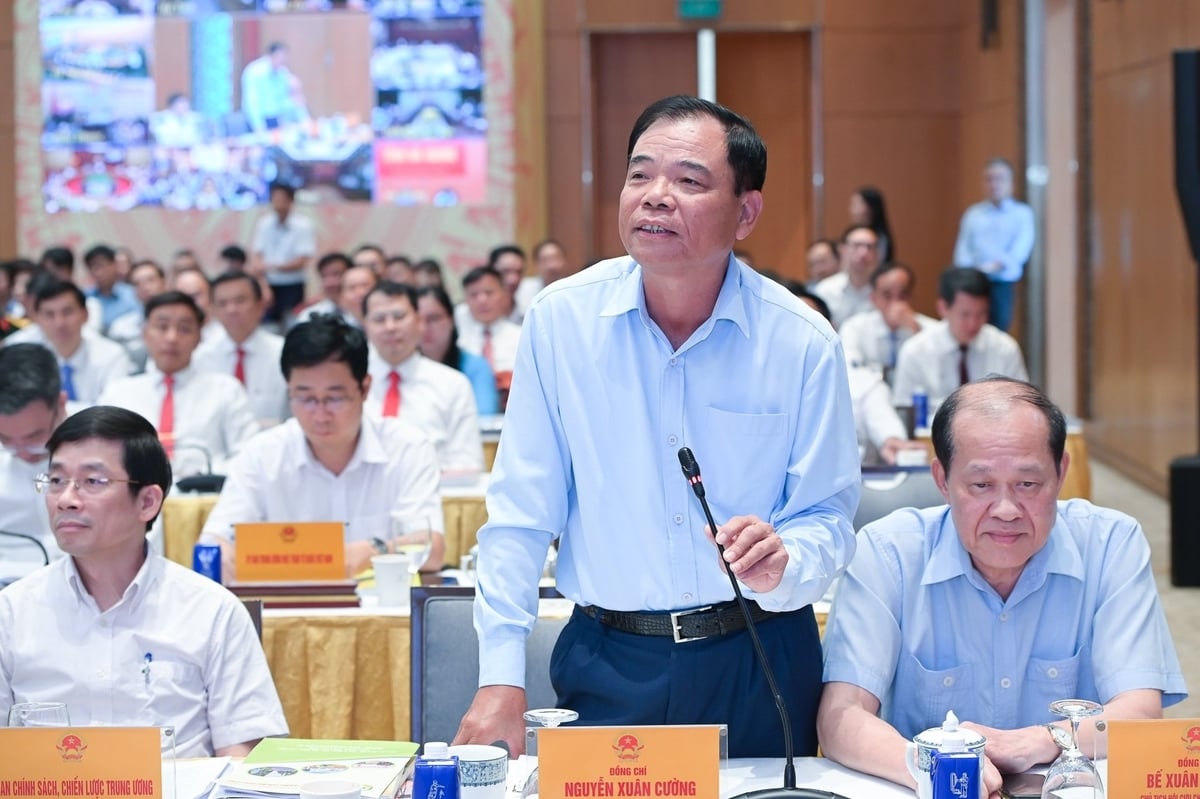 Ông Nguyễn Xuân Cường - nguyên Bộ trưởng Bộ NN-PTNT phát biểu tại Hội nghị toàn quốc tổng kết Chương trình mục tiêu quốc gia xây dựng nông thôn mới, Chương trình mục tiêu quốc gia giảm nghèo bền vững chiều 22/6. Ảnh: Tùng Đinh.