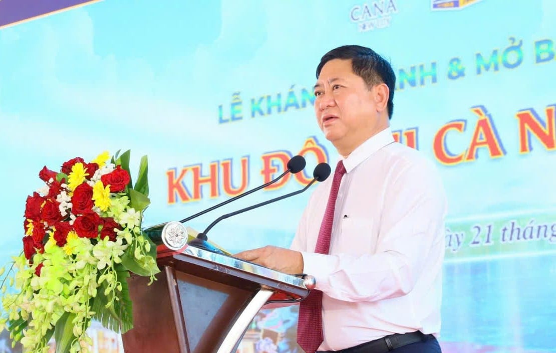 Ông Trần Quốc Nam, Chủ tịch UBND tỉnh Ninh Thuận phát biểu tại buổi lễ. Ảnh: TL. Ông Trần Quốc Nam, Chủ tịch UBND tỉnh Ninh Thuận phát biểu tại buổi lễ. Ảnh: TL.