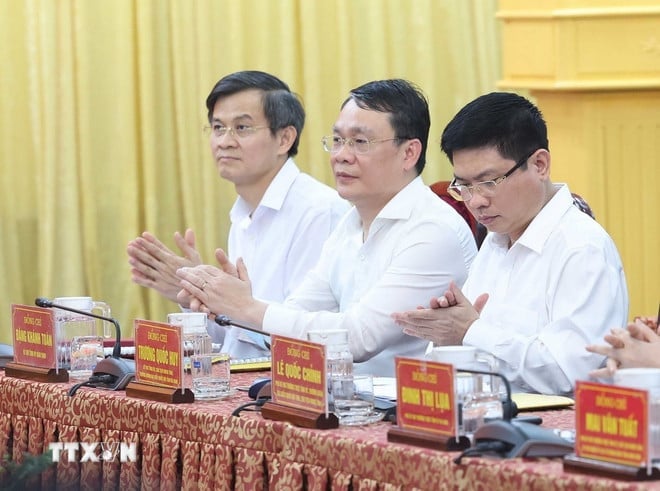 Các đại biểu tham dự buổi làm việc. Ảnh: TTXVN. Các đại biểu tham dự buổi làm việc. Ảnh: TTXVN.