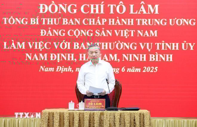 Tổng Bí thư Tô Lâm chủ trì buổi làm việc. Ảnh: TTXVN. Tổng Bí thư Tô Lâm chủ trì buổi làm việc. Ảnh: TTXVN.