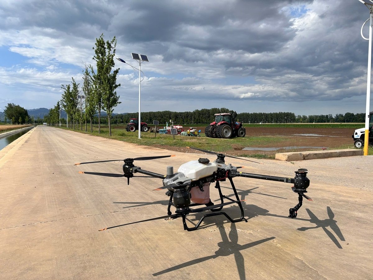 With each flight, the drone can carry up to 50 liters of pesticide. Photo: Kieu Chi.