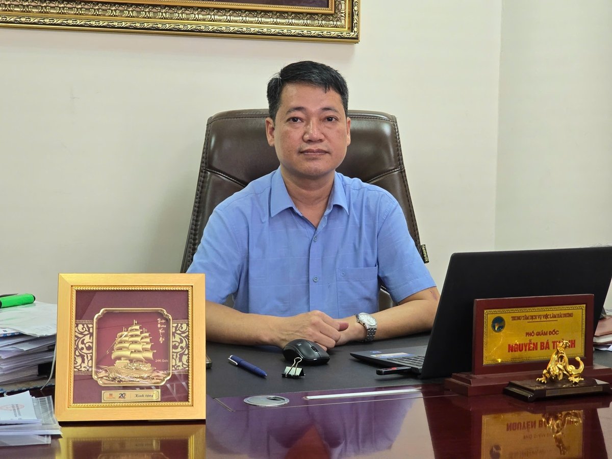 Ông Nguyễn Bá Thành, Quyền Giám đốc Trung tâm Dịch vụ việc làm và Giáo dục nghề nghiệp Hải Dương. Ảnh: Linh Linh. Ông Nguyễn Bá Thành, Quyền Giám đốc Trung tâm Dịch vụ việc làm và Giáo dục nghề nghiệp Hải Dương. Ảnh: Linh Linh.