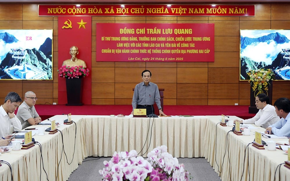 Trưởng ban Chính sách, Chiến lược Trung ương Trần Lưu Quang phát biểu tại buổi làm việc. Ảnh: Thu Trang. Trưởng ban Chính sách, Chiến lược Trung ương Trần Lưu Quang phát biểu tại buổi làm việc. Ảnh: Thu Trang.